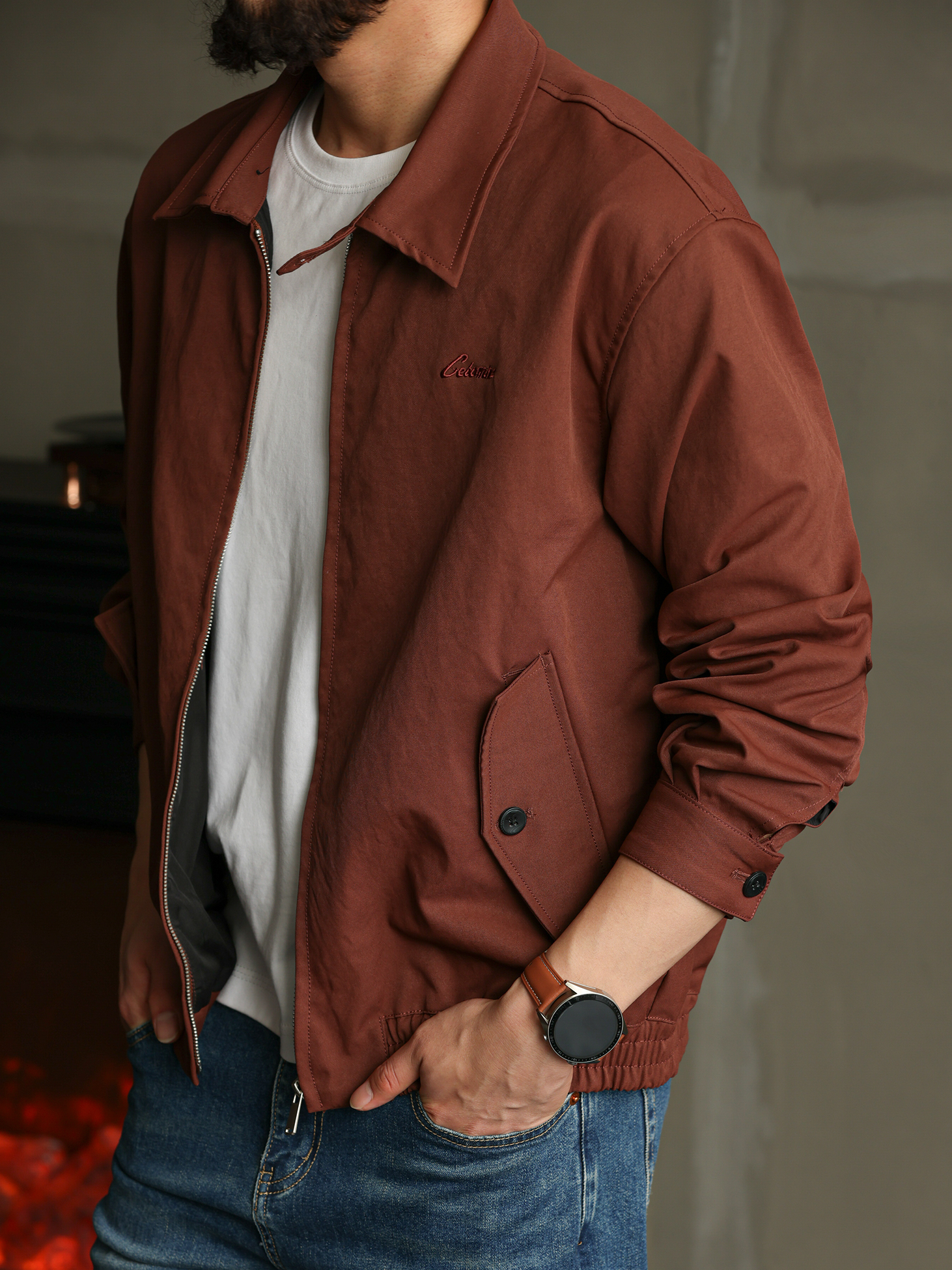 【智性通勤】美式哈靈頓翻領夾克男25秋季短款休閒外套男