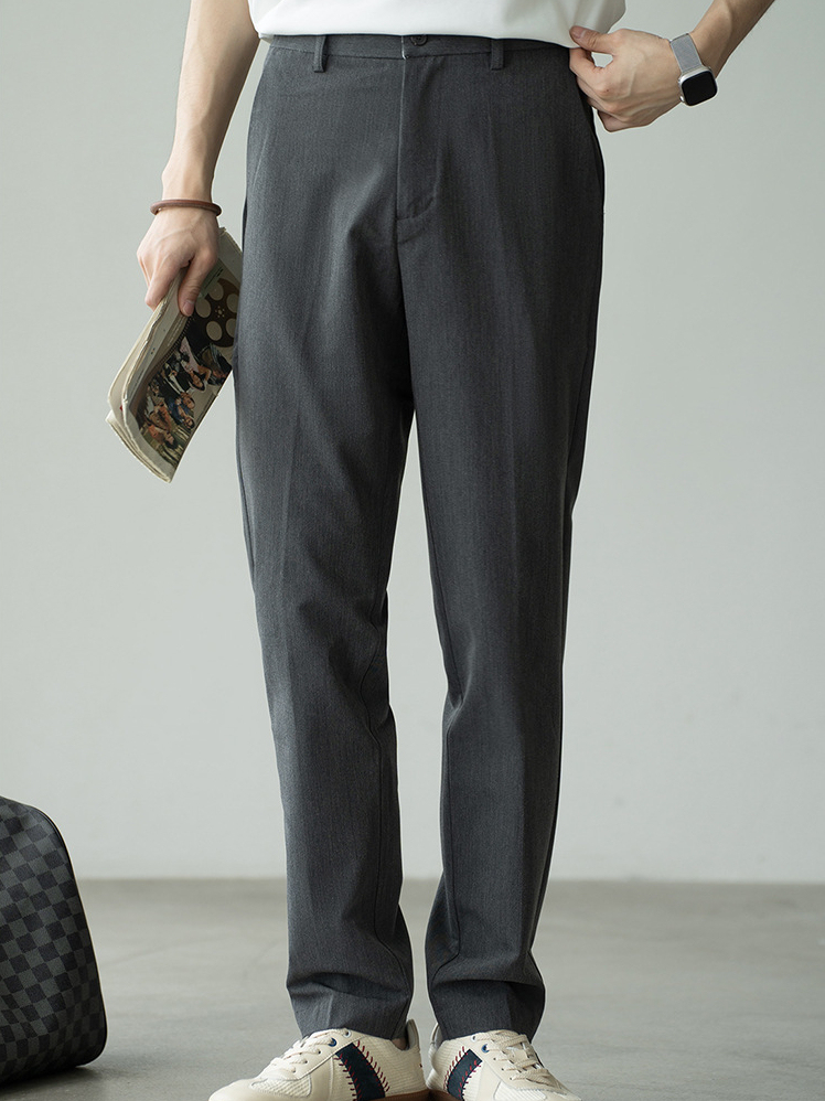 免燙抗皺顯瘦垂感微錐直筒休閒褲男2025夏季新款商務休閒百搭西褲