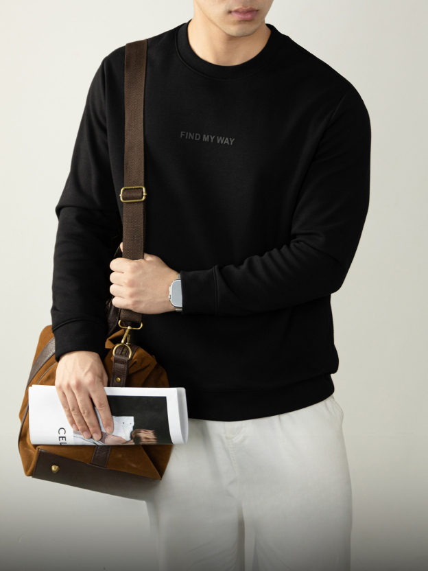 時尚先鋒款350G重磅插肩袖衛衣立體字母男士親膚空氣棉潮流打底衫