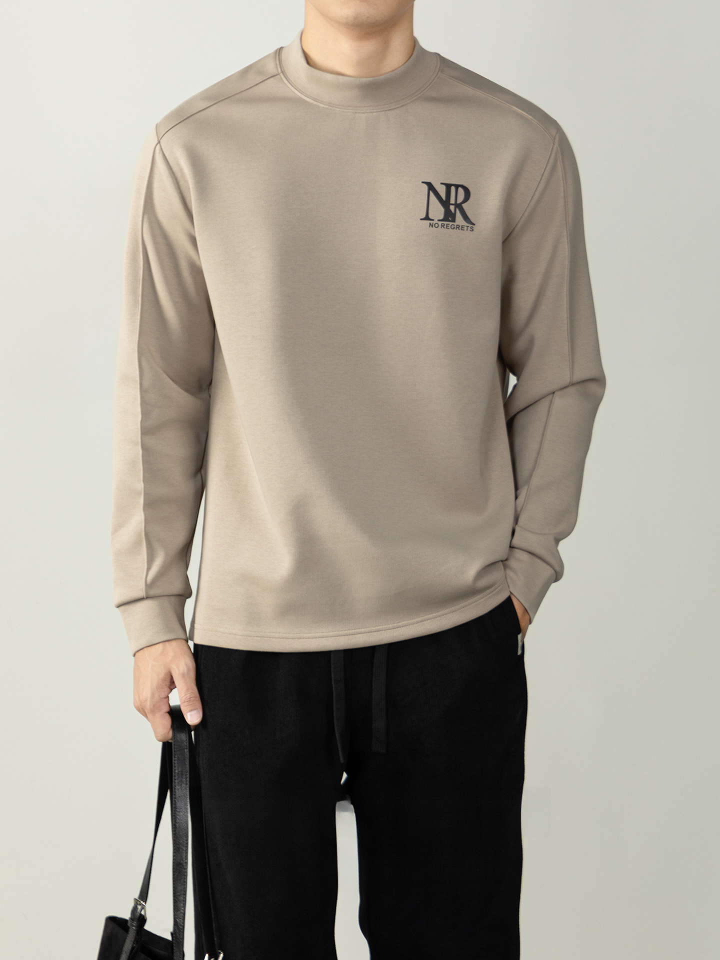 【鬆弛秋田風】雙面細紋340G重磅中領休閒衛衣男寬鬆通勤厚實上衣