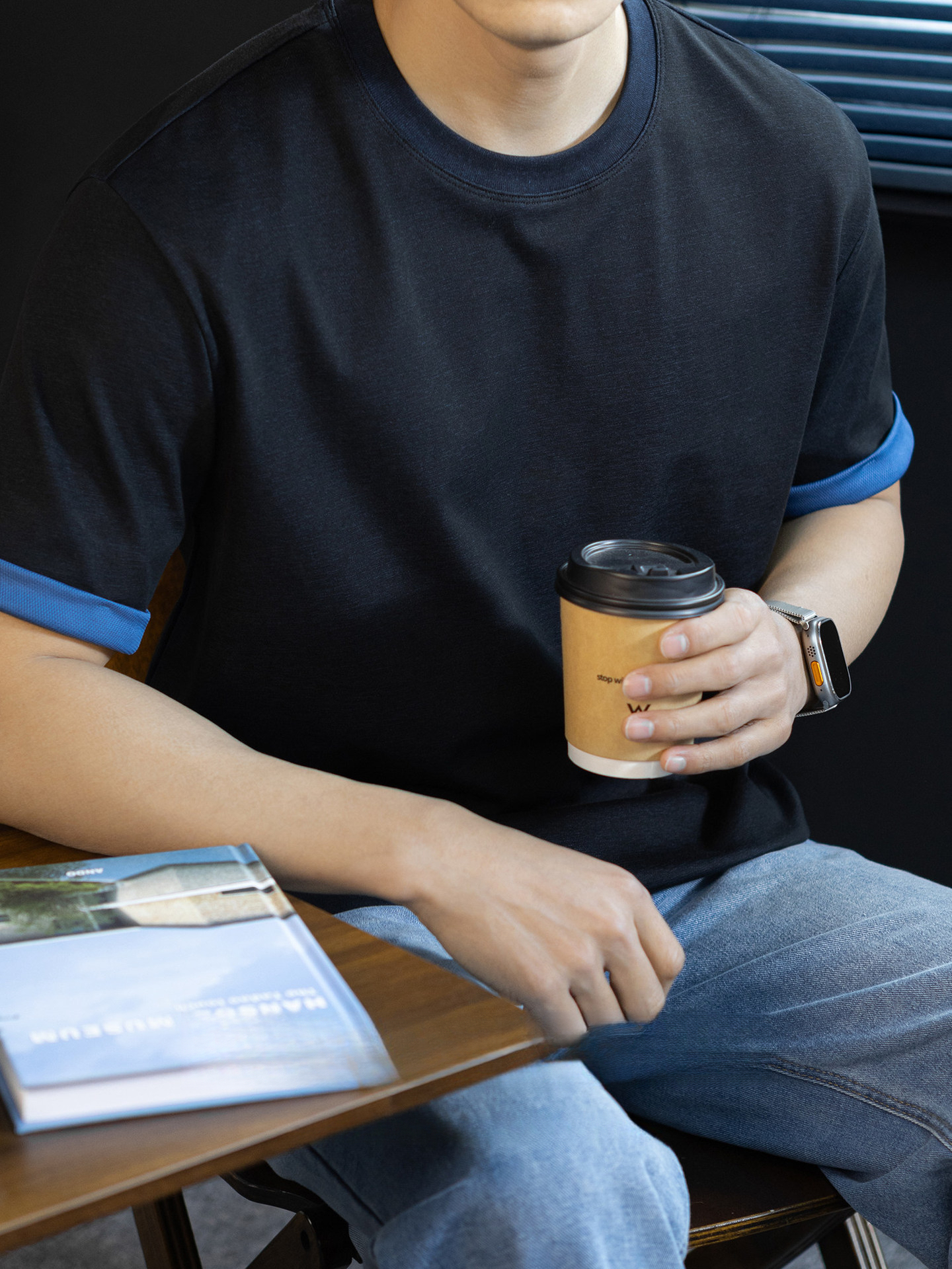 【高階復古】雙紗絲光棉撞色短袖T恤男260G重磅夏季涼感透氣速幹T恤