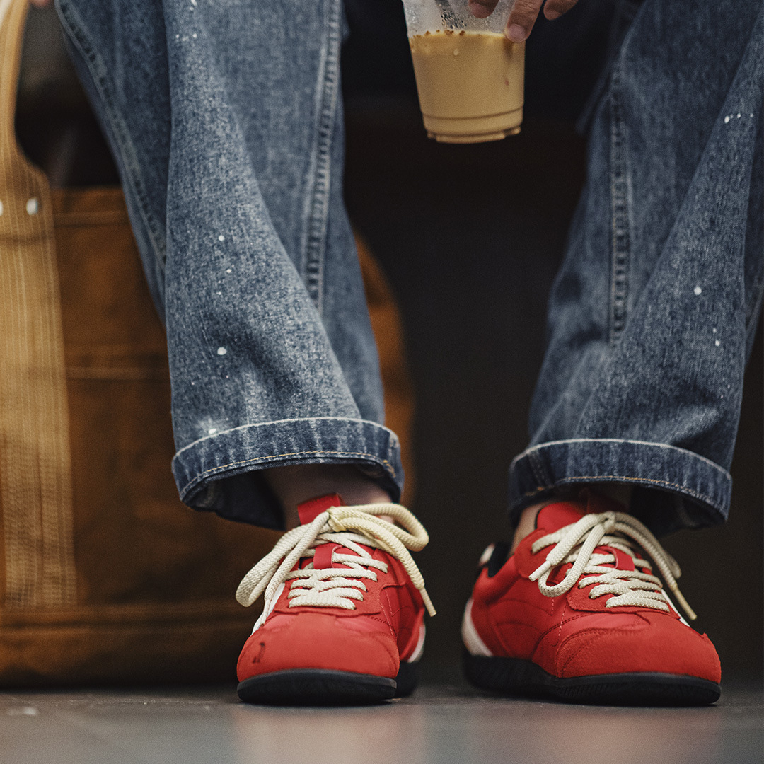 德訓紅色賽車鞋2025新款男女款復古薄底運動休閒鞋平底板鞋子