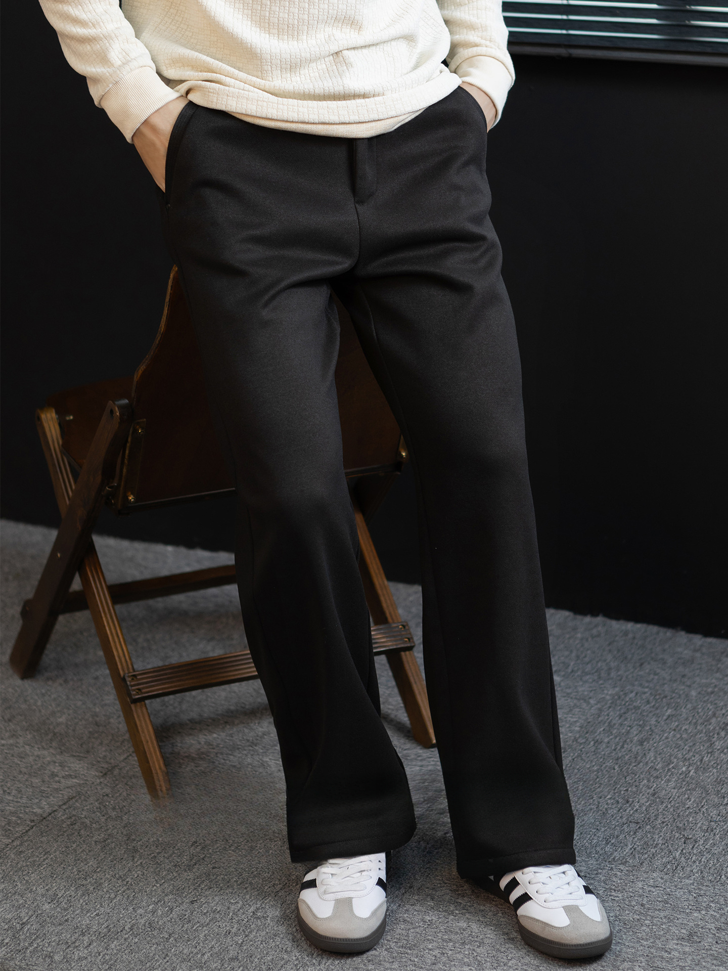 高定420G毛呢蓄熱加厚商務休閒西褲男2026冬季加絨保暖免燙直筒褲