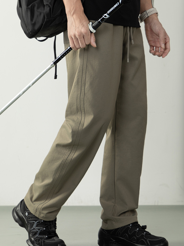 【無界舒適】微闊寬鬆梭織休閒褲長褲男秋冬季鬆緊腰帶運動無束縛