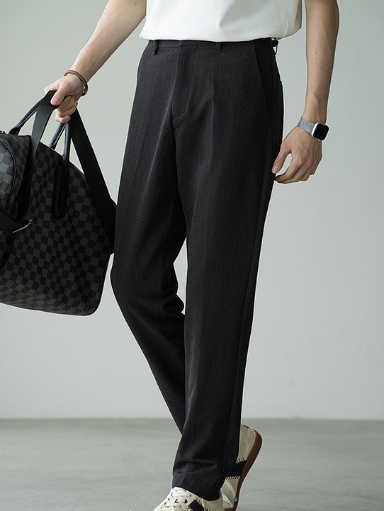 免燙抗皺顯瘦垂感微錐直筒休閒褲男2025夏季新款商務休閒百搭西褲