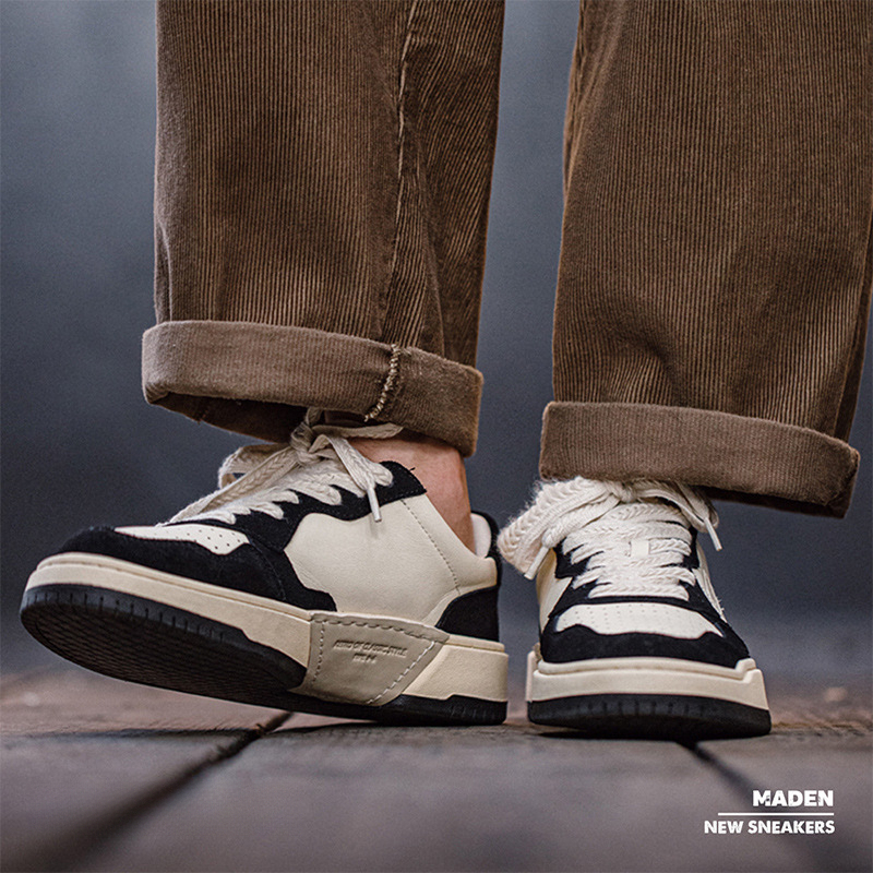 2024新款黑白猫熊板鞋男冬季運動休閒低幫原創小眾百搭潮鞋-Retro's Wear