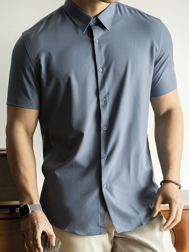無痕垂感短袖襯衫男士2025春夏新款襯衣