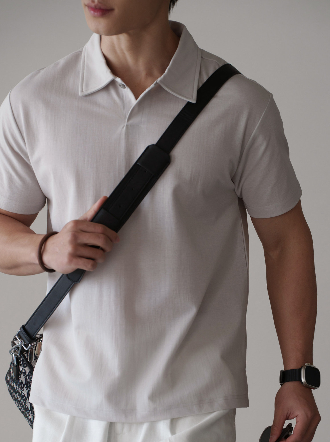 美式珠地棉混紡海鷗領短袖肌理polo衫2026春季新款易打理休閒T恤