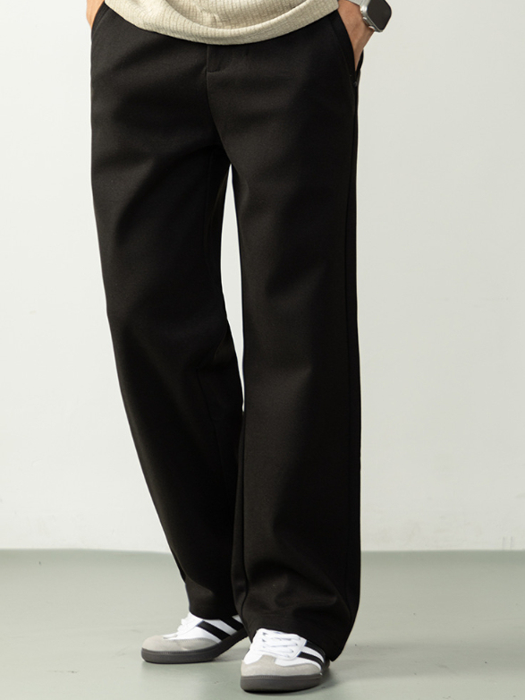 【鬆弛感】420G重磅加厚毛呢休閒褲男士長褲高端商務西褲直筒微闊