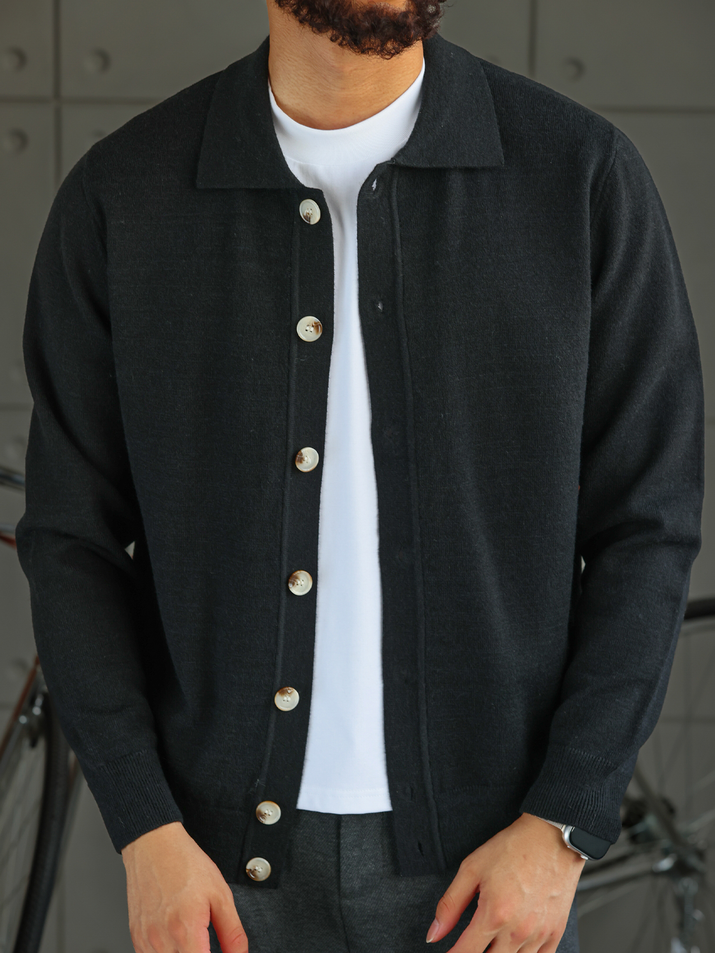 【绅士型格】重磅羊毛双股翻领开衫毛衣男士通勤针织外套