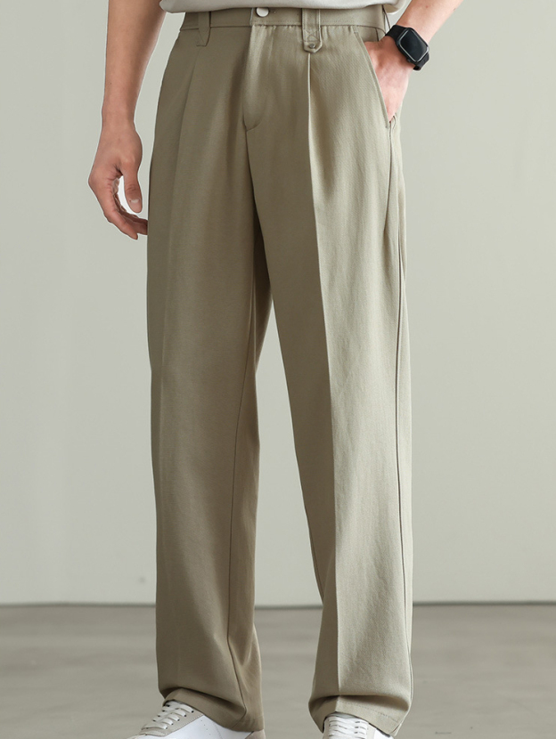 【萊賽爾天絲&棉】垂感斜紋肌理休閒褲男士2026春季新款寬鬆闊腿