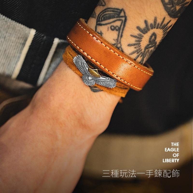 馬登工裝印第安飛鷹羽毛黃銅掛件項鏈手鏈飛鳥小吊墜配飾品男-Retro's Wear