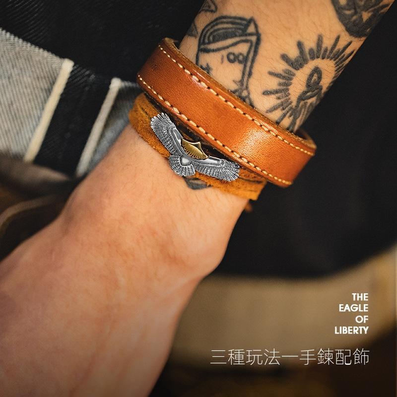 馬登工裝印第安飛鷹羽毛黃銅掛件項鏈手鏈飛鳥小吊墜配飾品男-Retro's Wear