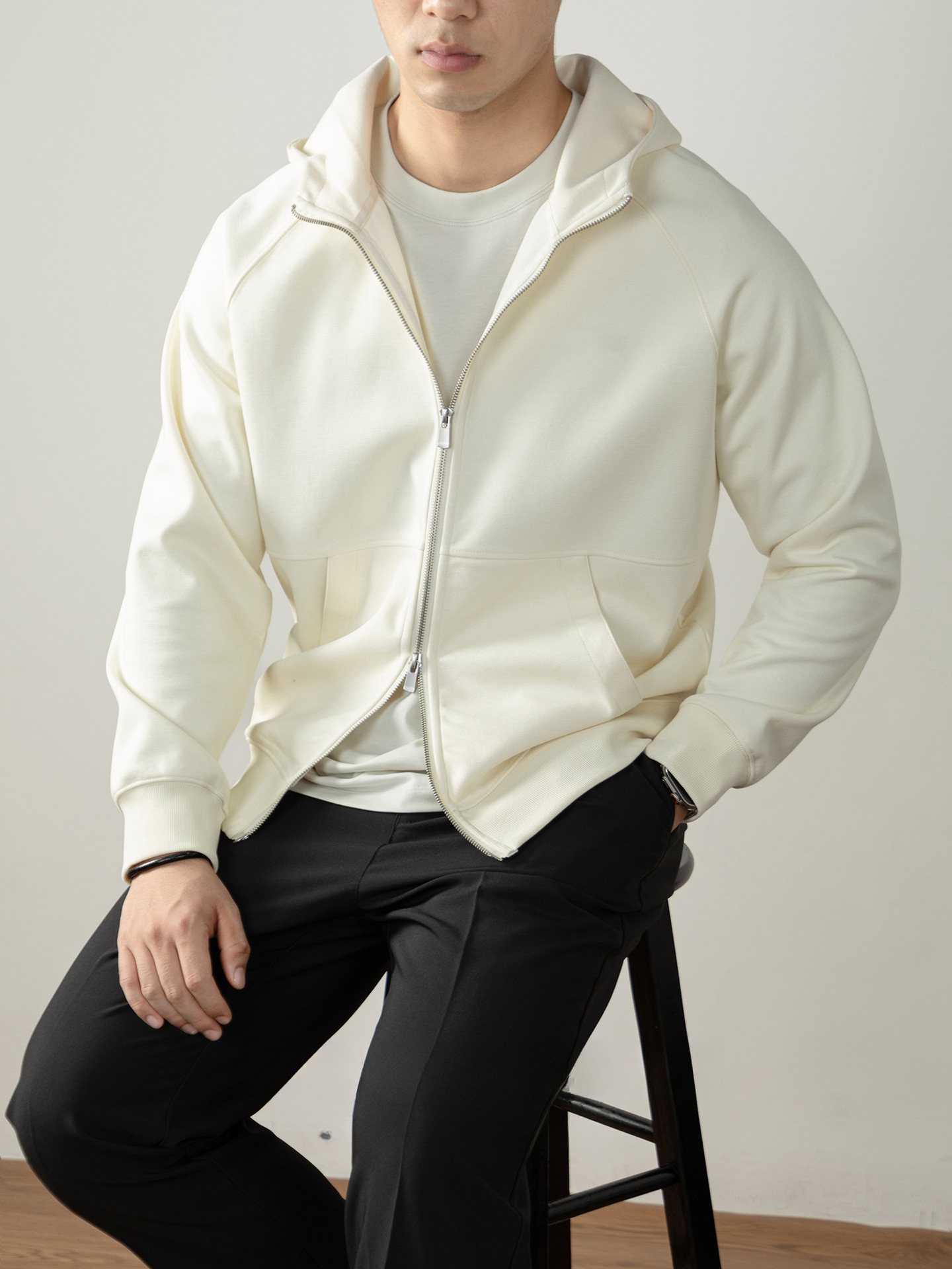 【頂奢系列】360G重磅空氣棉雙拉鍊插肩長袖男秋冬季連帽衛衣外套