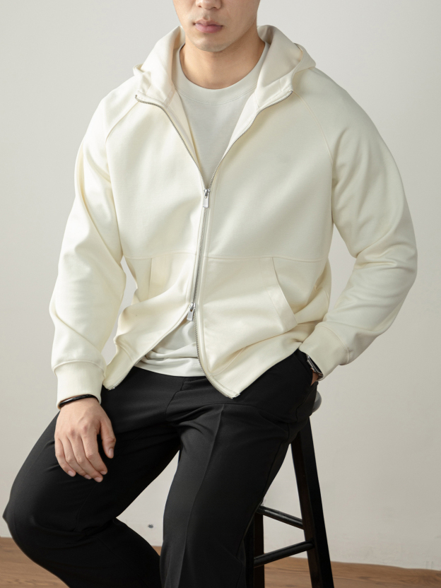 【頂奢系列】360G重磅空氣棉雙拉鍊插肩長袖男秋冬季連帽衛衣外套