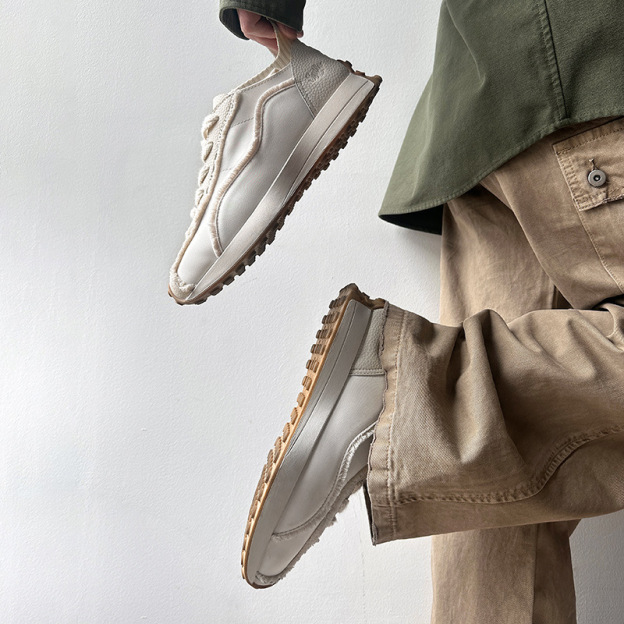 須邊慢跑鞋男2025春季新款透氣運動休閒鞋百搭復古阿甘鞋潮鞋