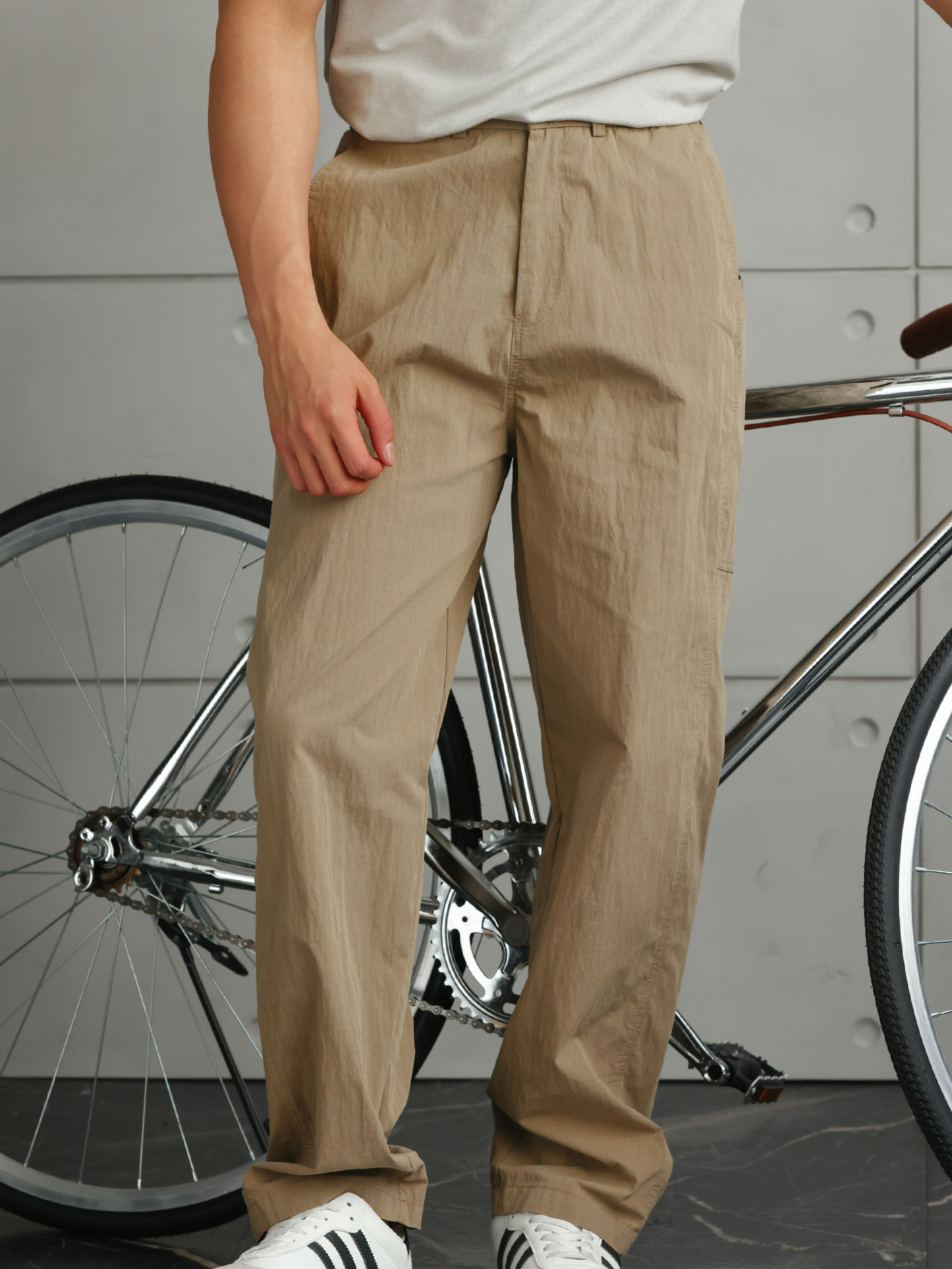 高端微皺肌理速幹零壓休閒褲男2025夏戶外運動通勤直筒褲