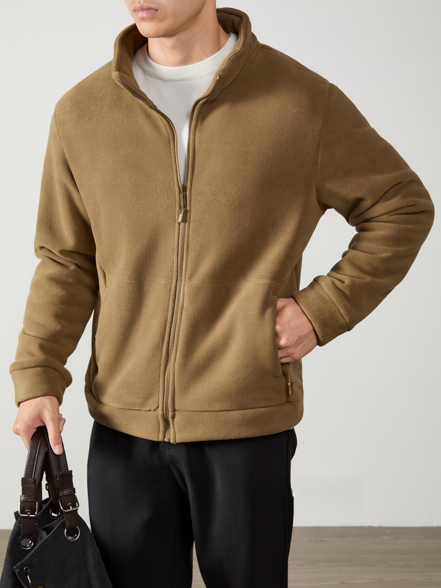 內外保暖【搖粒絨&羊羔絨】 高端冬季立領蓄熱厚款外套男通勤百搭