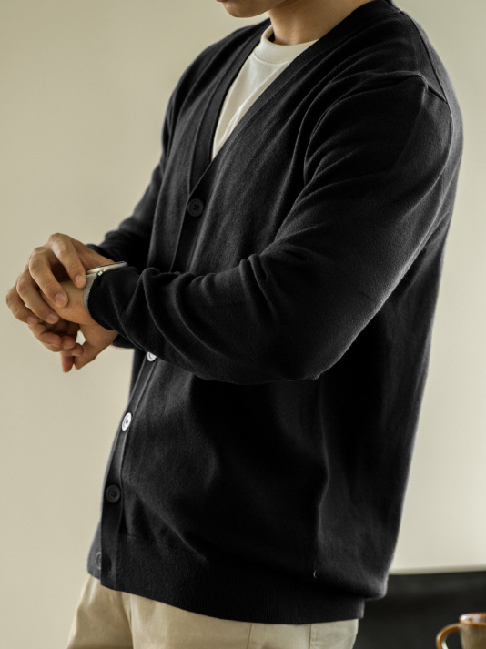 針織開衫外套男士V領毛衣長袖秋季商務休閒男裝新款上衣