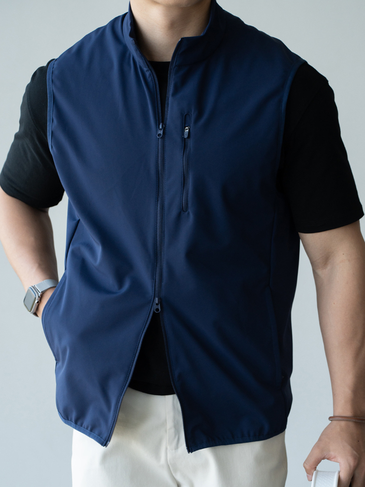 輕量化抗皺透氣馬甲男2025夏季防風門襟通勤戶外上衣