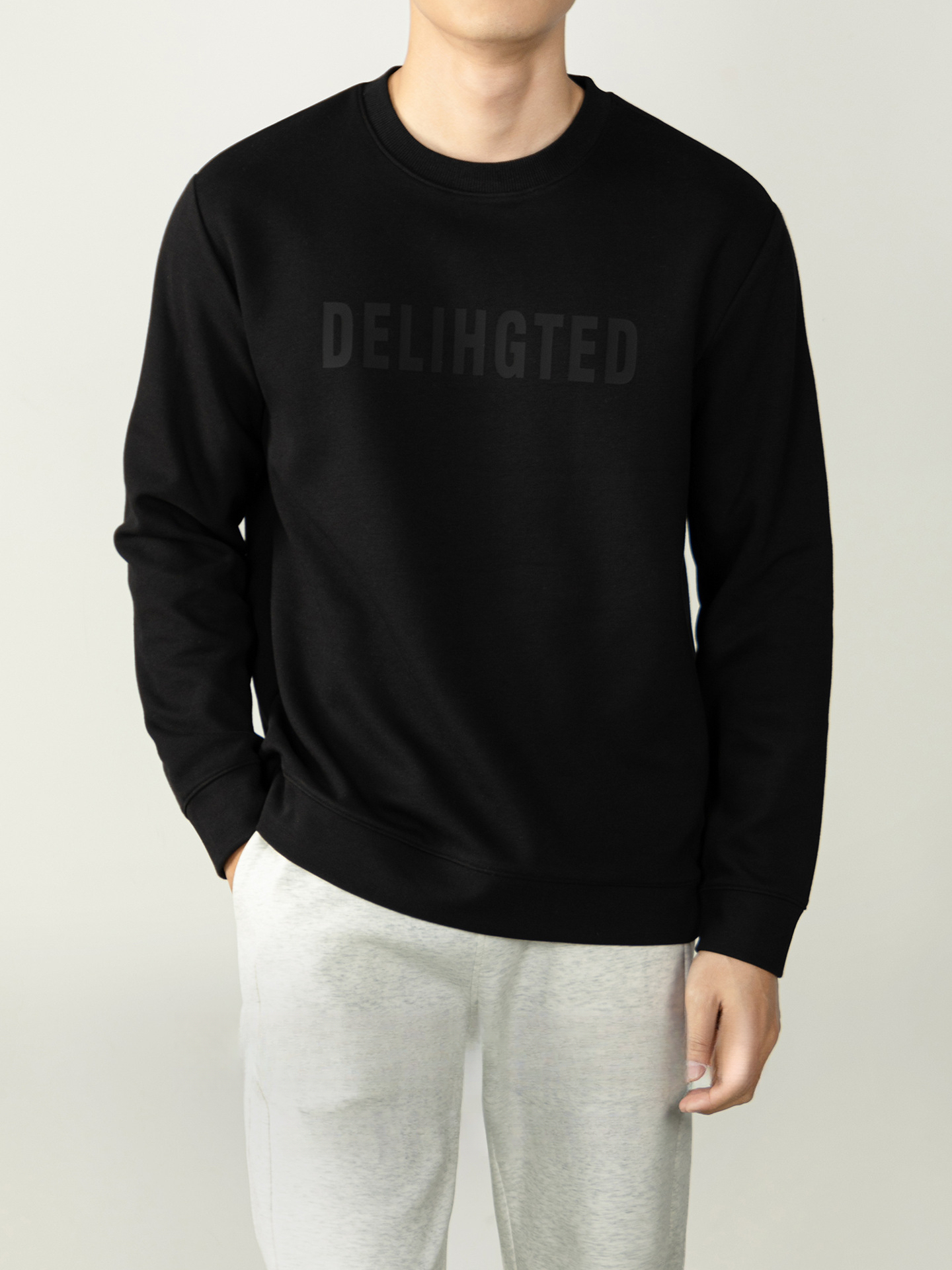 【日系慵懶風】一紗兩面親膚滑感圓領長袖衛衣男士3D印花春秋百搭