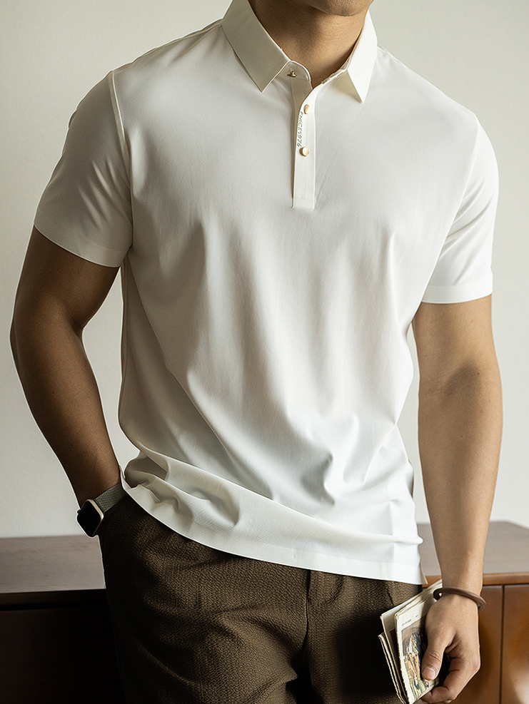 輕奢高端冰絲短袖polo衫男士2025春夏新款速幹商務休閒保羅衫T恤