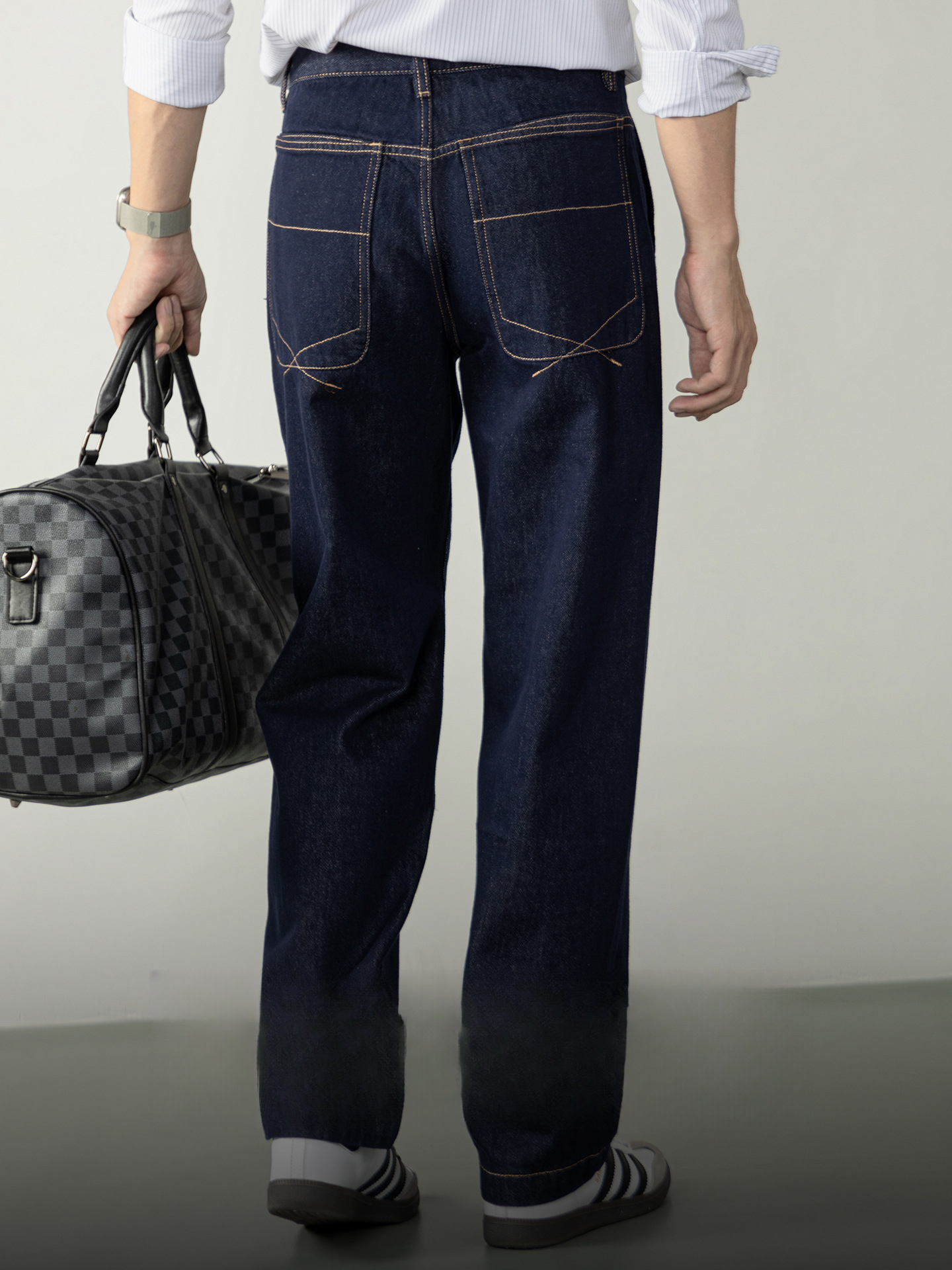 【鎏金縫藍調復古牛仔】100%棉牛仔褲吸濕透氣士高級質感新穿法