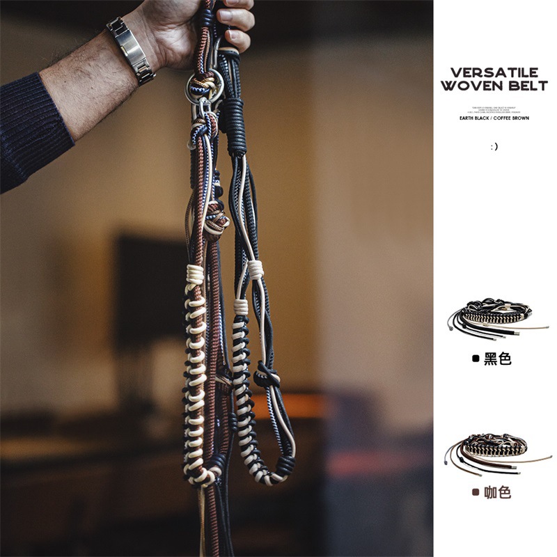 美式vintage多用編織腰帶戶外腰鏈褲鏈掛飾肩帶裝飾男士-Retro's Wear