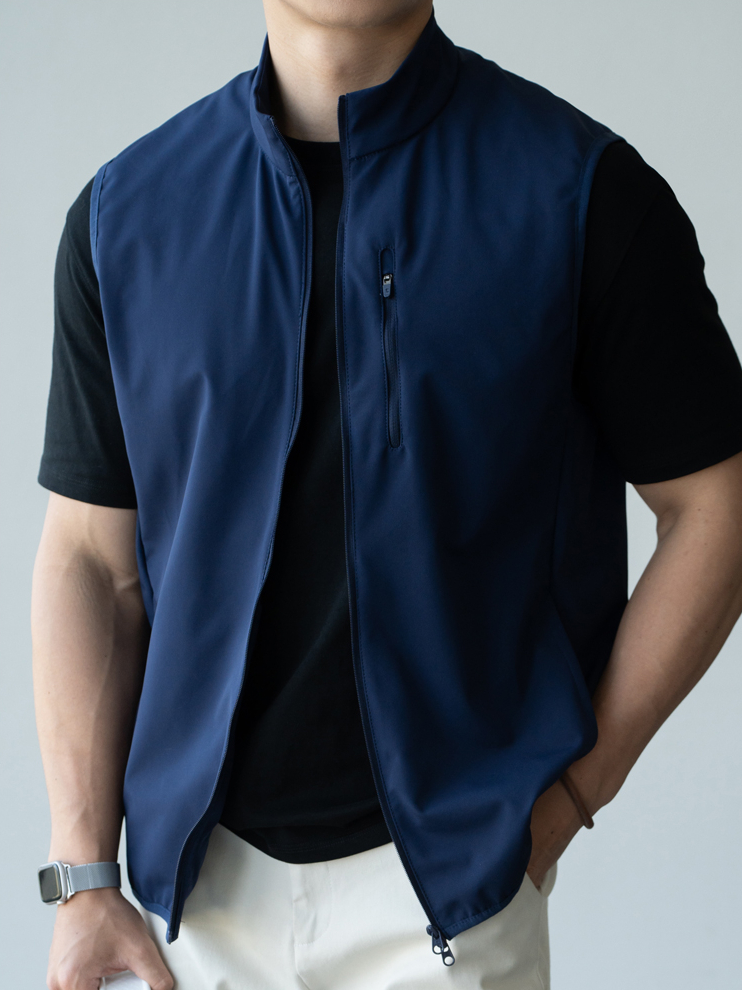 輕量化抗皺透氣馬甲男2025夏季防風門襟通勤戶外上衣