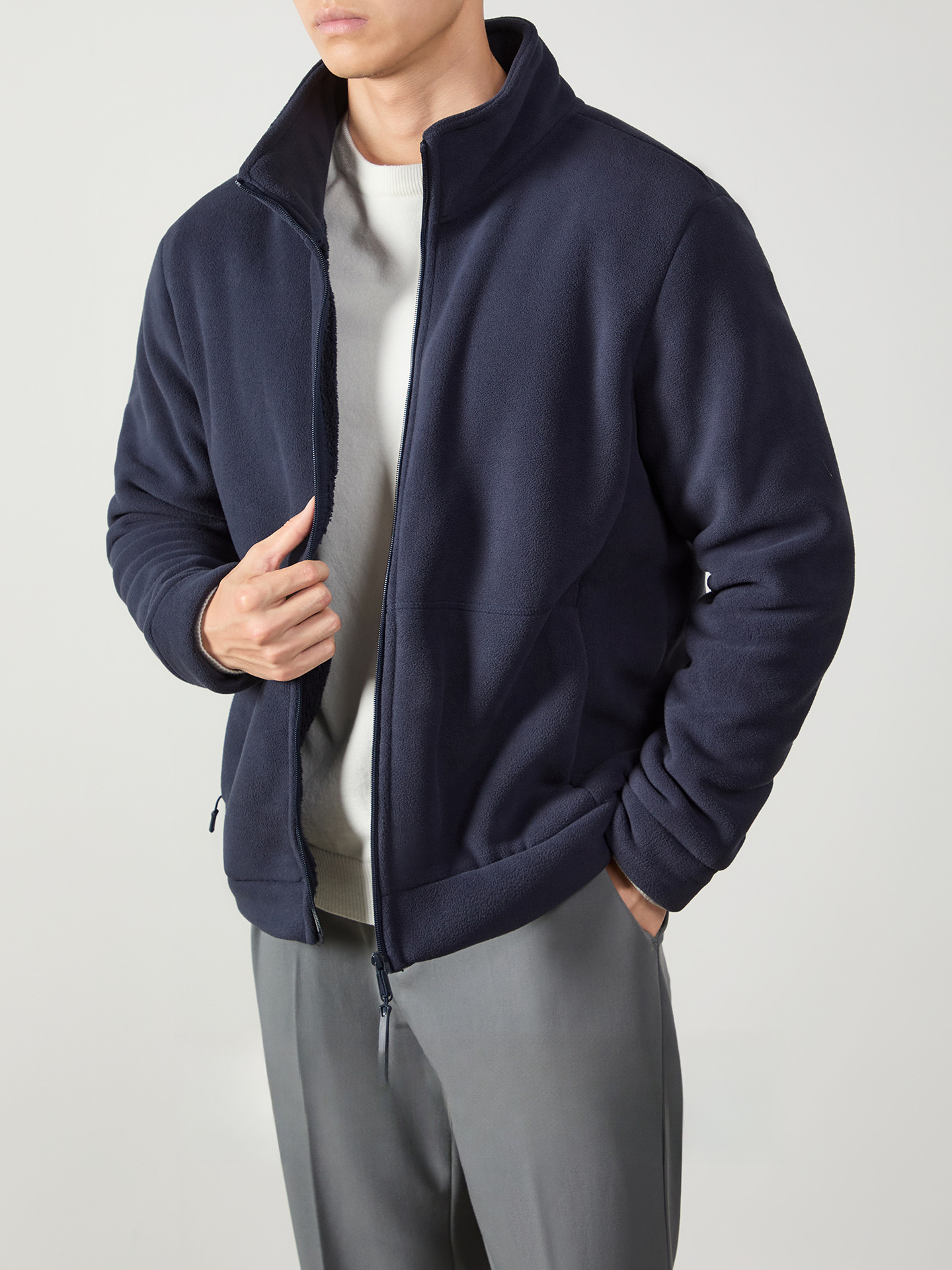 內外保暖【搖粒絨&羊羔絨】 高端冬季立領蓄熱厚款外套男通勤百搭