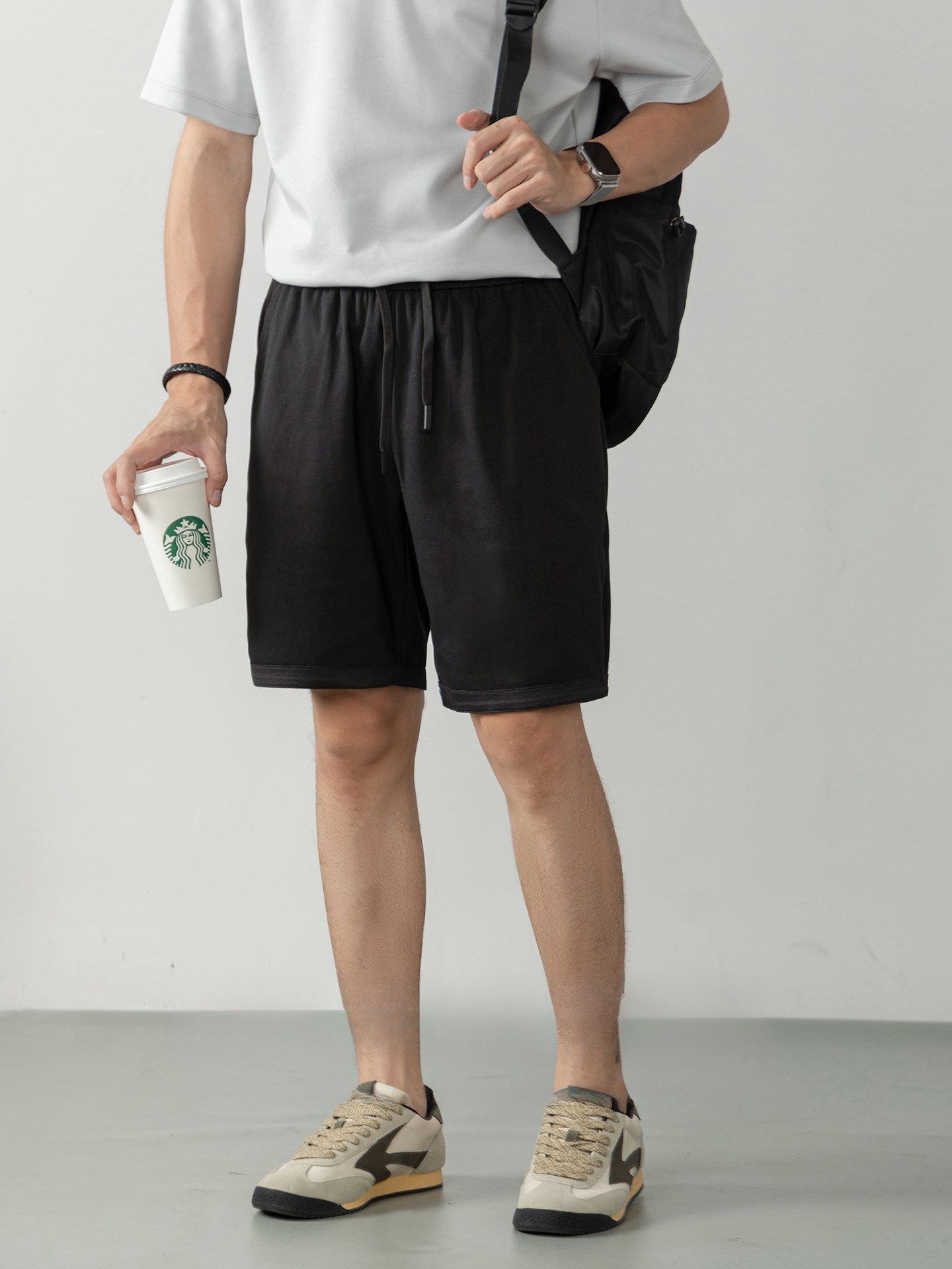 高端酷爽雲感棉透氣五分短褲男士夏季速幹薄款鬆緊帶運動休閒褲子