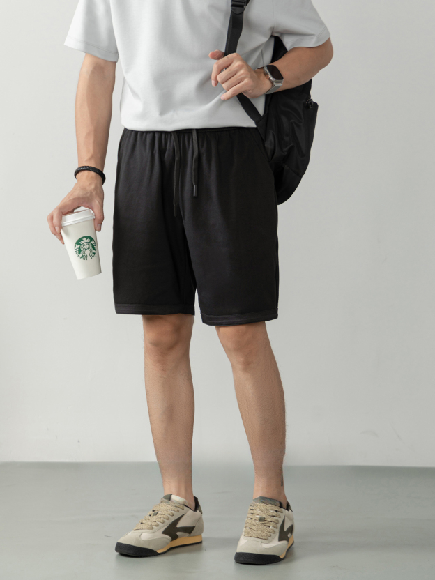 高端酷爽雲感棉透氣五分短褲男士夏季速幹薄款鬆緊帶運動休閒褲子