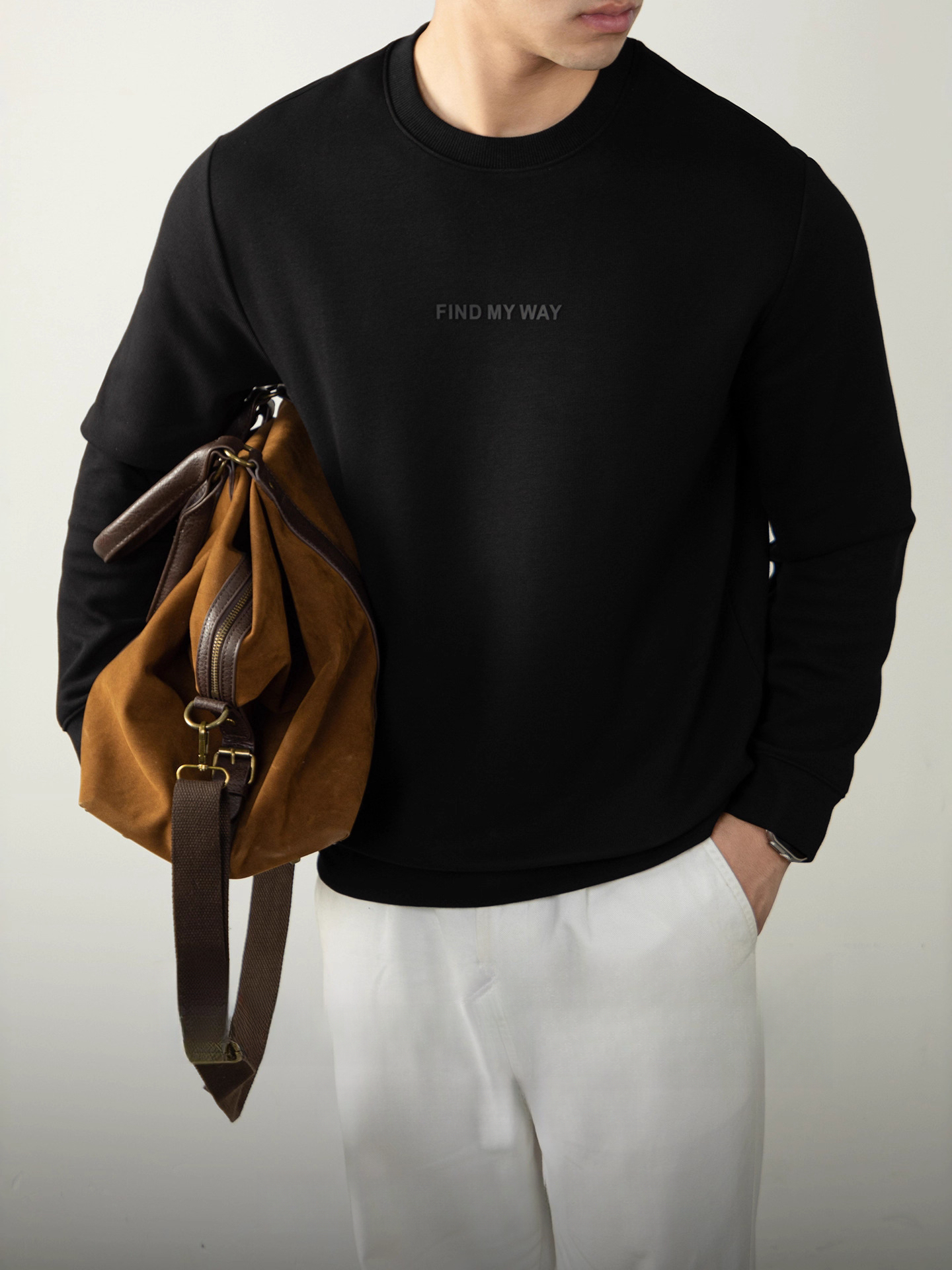 時尚先鋒款350G重磅插肩袖衛衣立體字母男士親膚空氣棉潮流打底衫