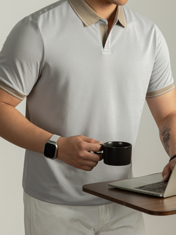 【高端桑蠶絲+醋酸+亞麻】7A抗菌輕奢POLO衫短袖男海鷗翻領T恤涼感