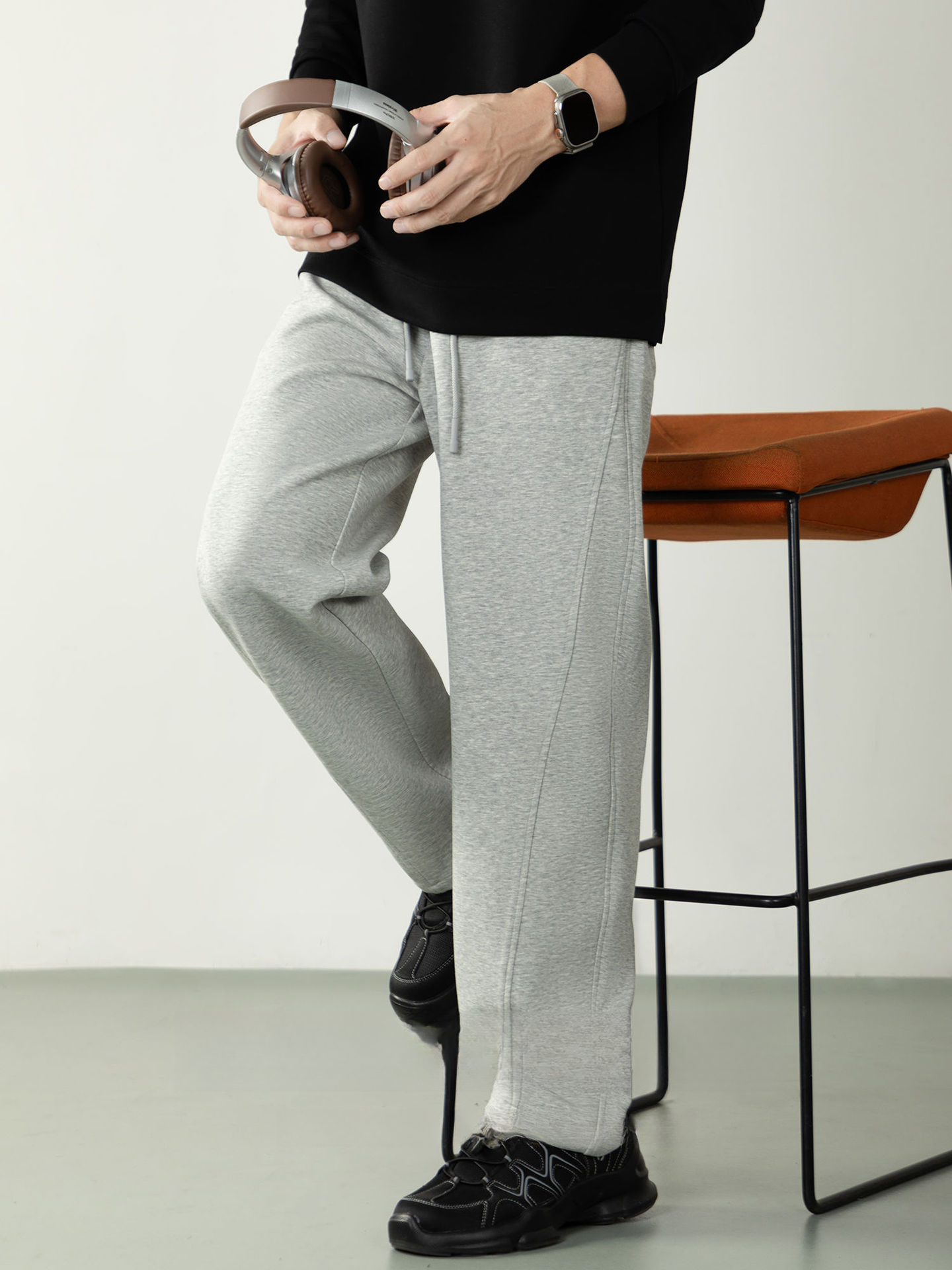 【Q感空氣層】320G重磅厚實針織休閒褲男款秋冬舒適垂感運動褲子