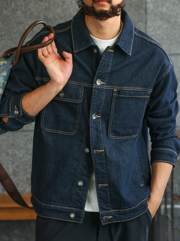 【防褪色】原色水洗牛仔外套男秋冬工裝休閒夾克