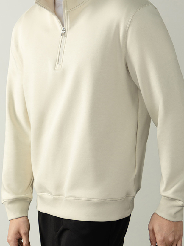 高級柔感| 鎖溫賽紡抓絨拉鍊男士衛衣長袖秋冬保暖通勤立領上衣