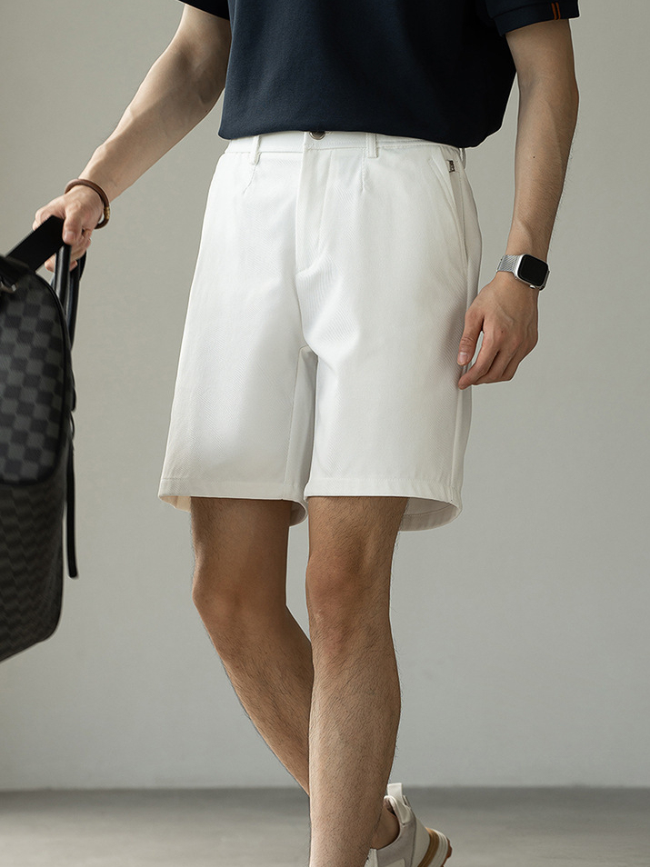 肌理質感直筒短褲男士2025夏季新款涼感休閒褲子