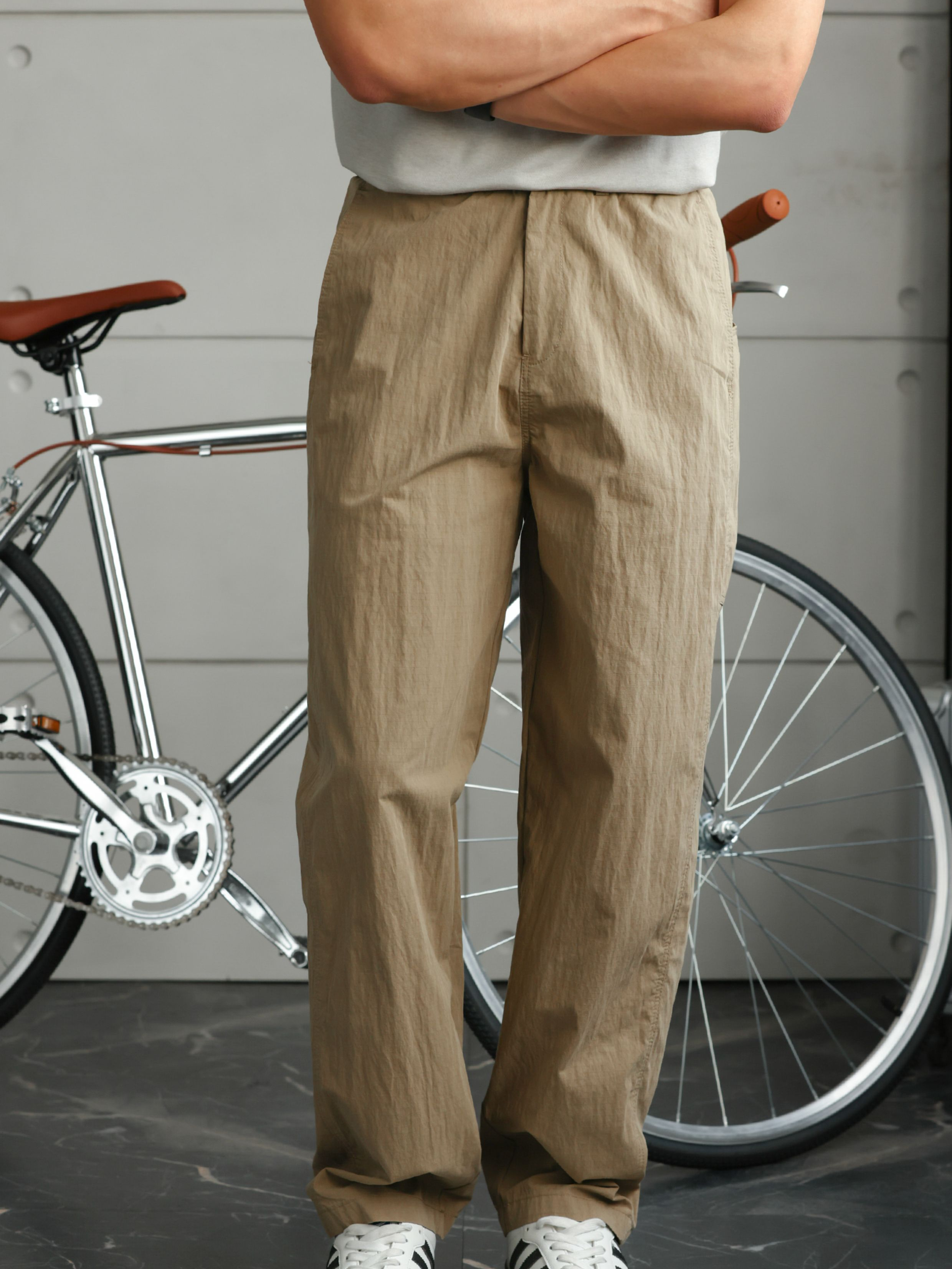 高端微皺肌理速幹零壓休閒褲男2025夏戶外運動通勤直筒褲