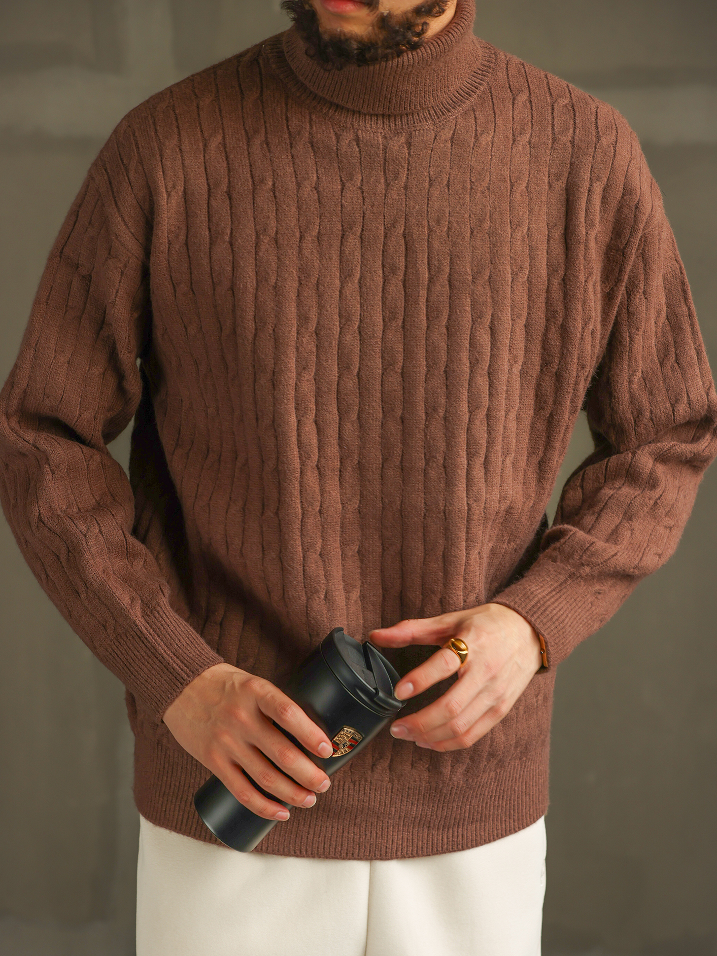 【暖冬隨行】重磅保暖高領麻花毛衣男慵懶套頭內搭針織衫