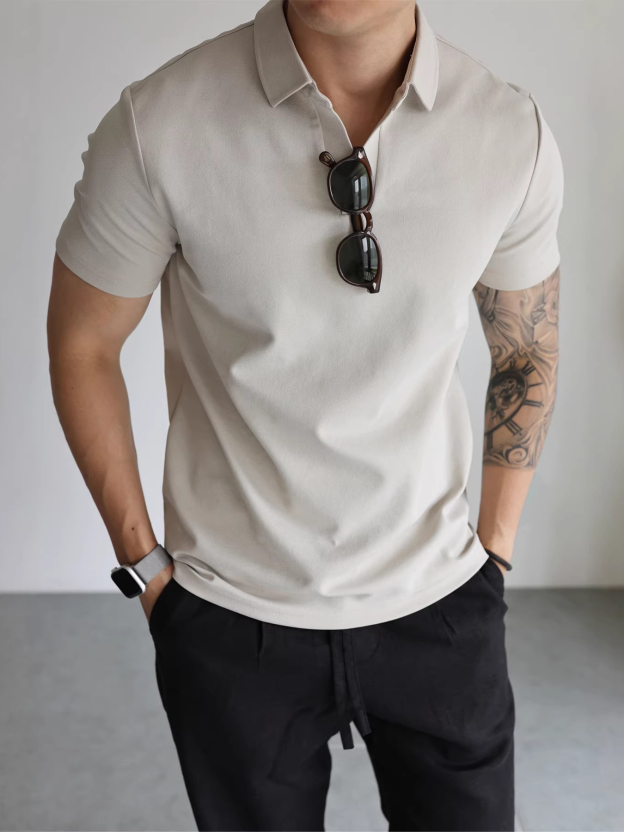 高智感浮雕提花肌理珠地棉短袖POLO衫男士夏季商務百搭海鷗領上衣