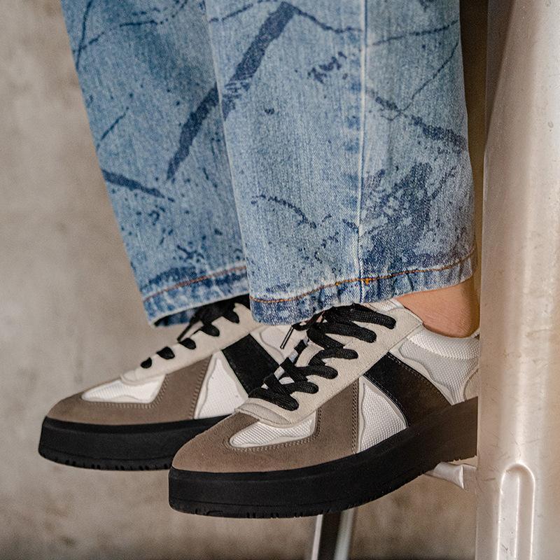 Mr.A厚底德訓鞋男鞋春季百搭休閑板鞋透氣小白鞋潮鞋-Retro's Wear