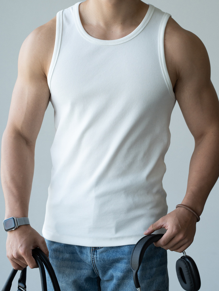 坑條羅紋肌理透氣抗皺T恤男士2025夏季新款通勤休閒高彈健身上衣