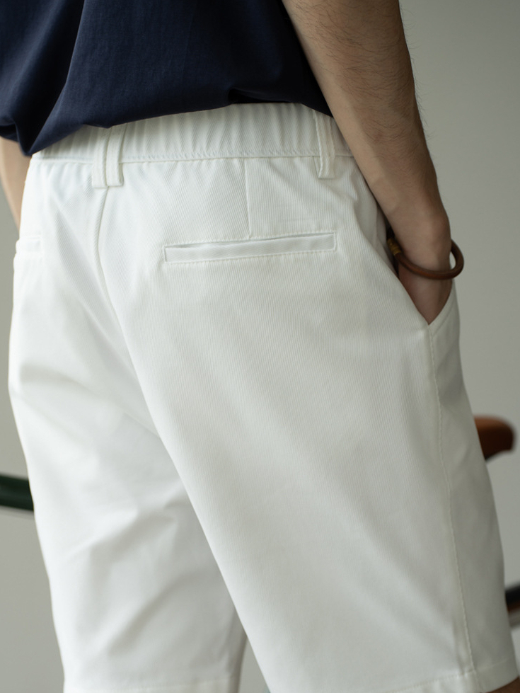 垂感直筒白色五分褲男2025夏新款鬆緊腰涼感短褲