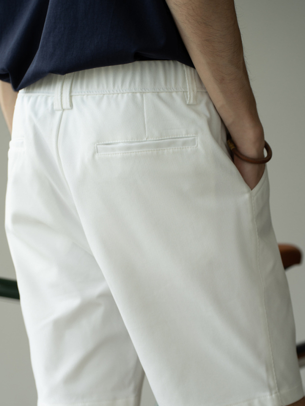 垂感直筒白色五分褲男2025夏新款鬆緊腰涼感短褲
