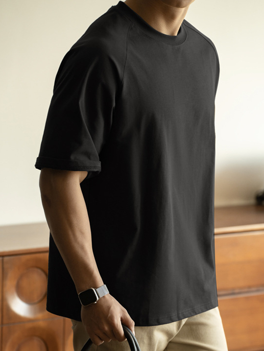 美式300G重磅7A抑菌防曬插肩袖廓形寬鬆T恤男士2025春夏運動短袖