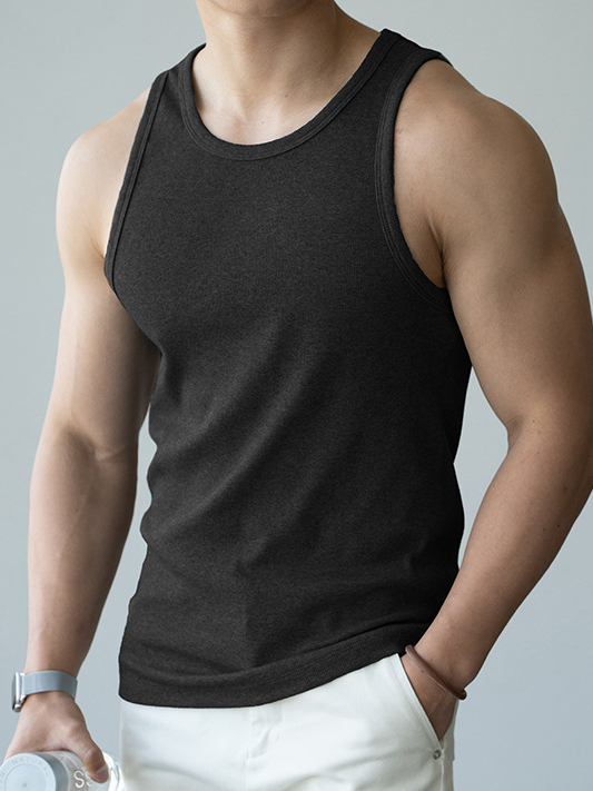 坑條羅紋肌理透氣抗皺T恤男士2025夏季新款通勤休閒高彈健身上衣