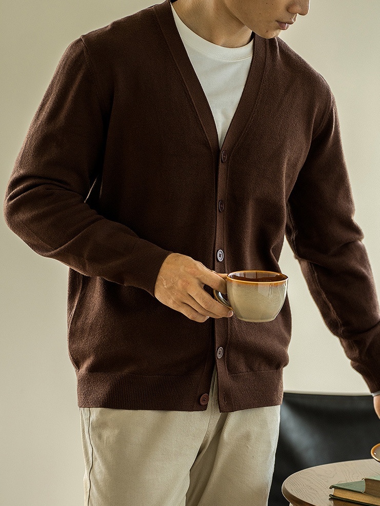 針織開衫外套男士V領毛衣長袖秋季商務休閒男裝新款上衣