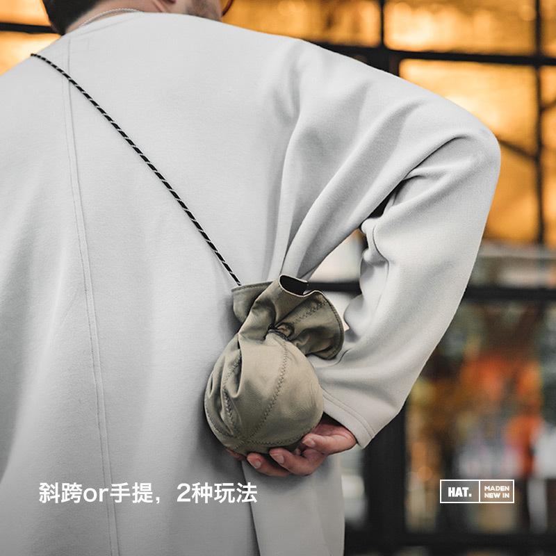 馬登工裝黑色兩用漁夫帽便攜手提零錢包錢袋帽遮陽帽子男女冬-Retro's Wear