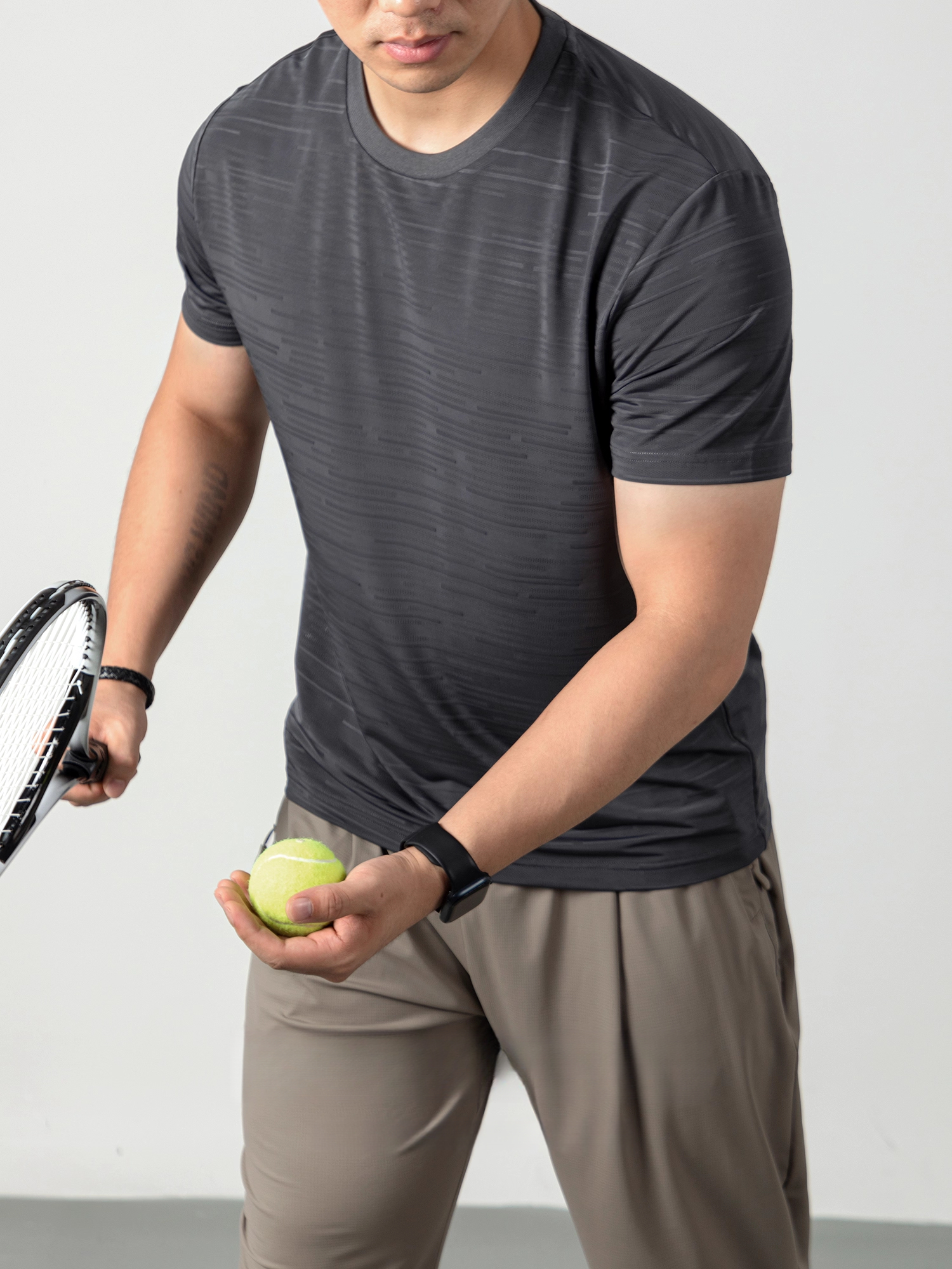 【TechKool冰棱科技運動T】涼感速幹短袖t恤男夏薄款冰絲條紋高端